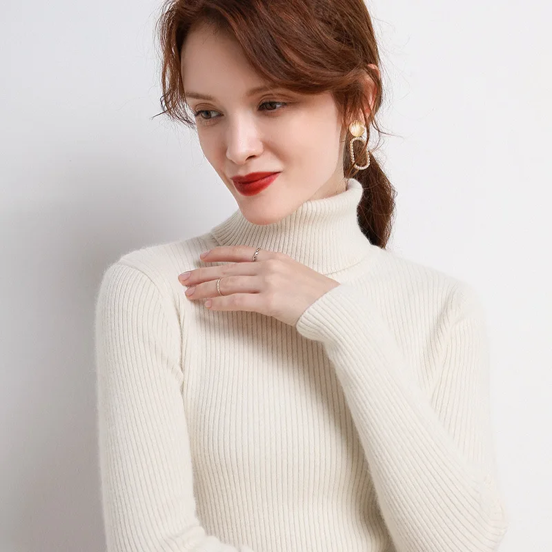 2026 Autumn and Winter New Korean Slim Fit Women's Pullover Wweater Knitted Sweater Pull Up Women's High Neck Wweater Women