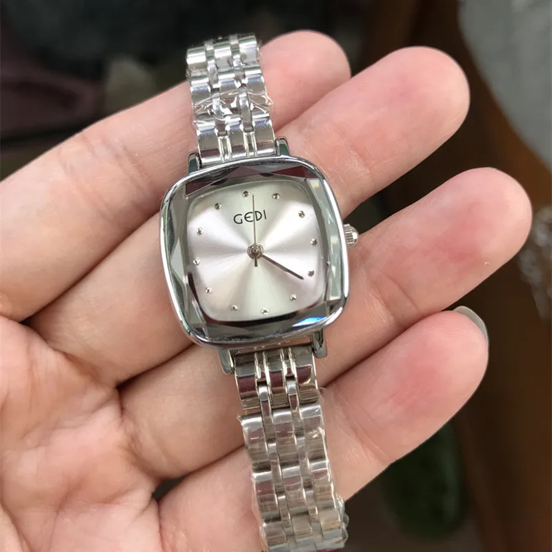 New Women'S Watch With A Mini Small Dial, Square Shape, Silver-White Steel Band, And Compact Design. A Perfect Gift For Women.