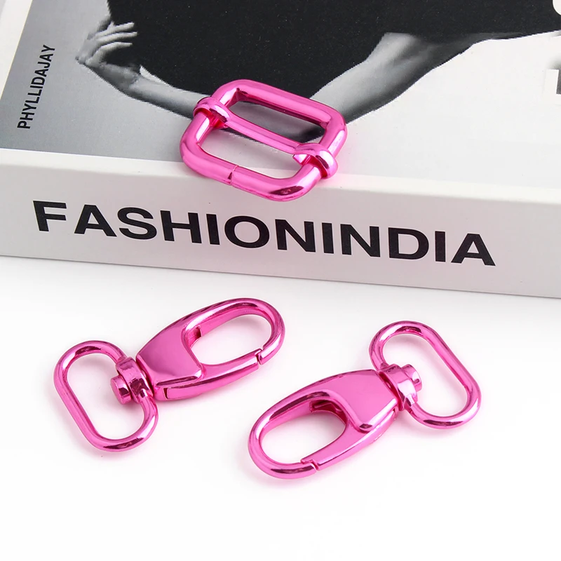 5PCS three styles pink multifunctional metal belt adjuster metal pet silder pin buckle messenger bag mountaineering buckle