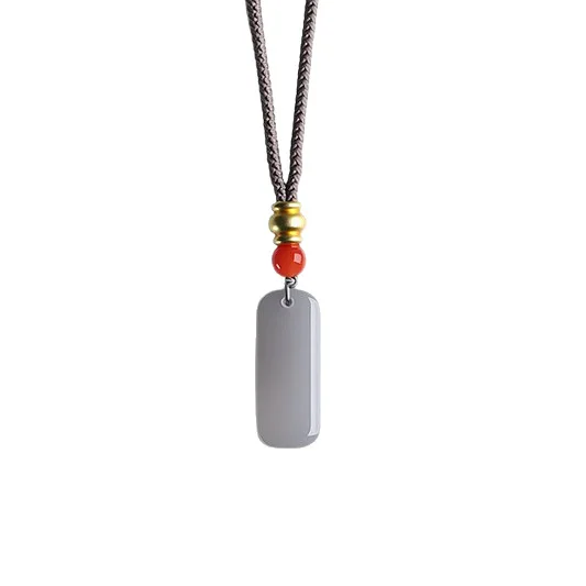 

New Chinese Style Natural Hetian Jade Smoky Purple Worry-Free Pendant Necklace Clavicle Chain Keychain Phone Chain Gifts