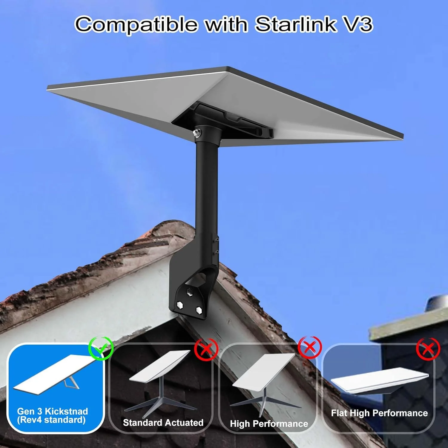 ل Starlink Gen 3 360 قابل للتعديل للتدوير أفضل إشارة سقف جبل ل Starlink V3 قصيرة جدار القطب قوس تصاعد عدة