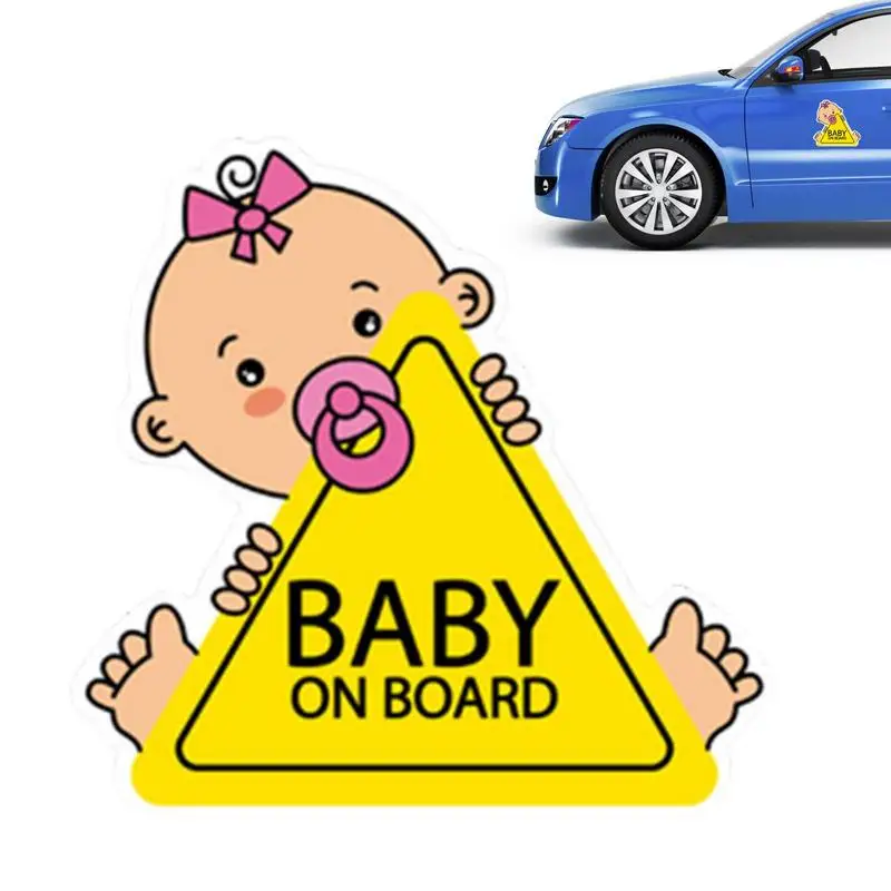 Baby On Board Car Warning Signs Window Suction Cup Yellow Warning Sign Reusable Baby In Car Cling Waterproof Auto Accessories