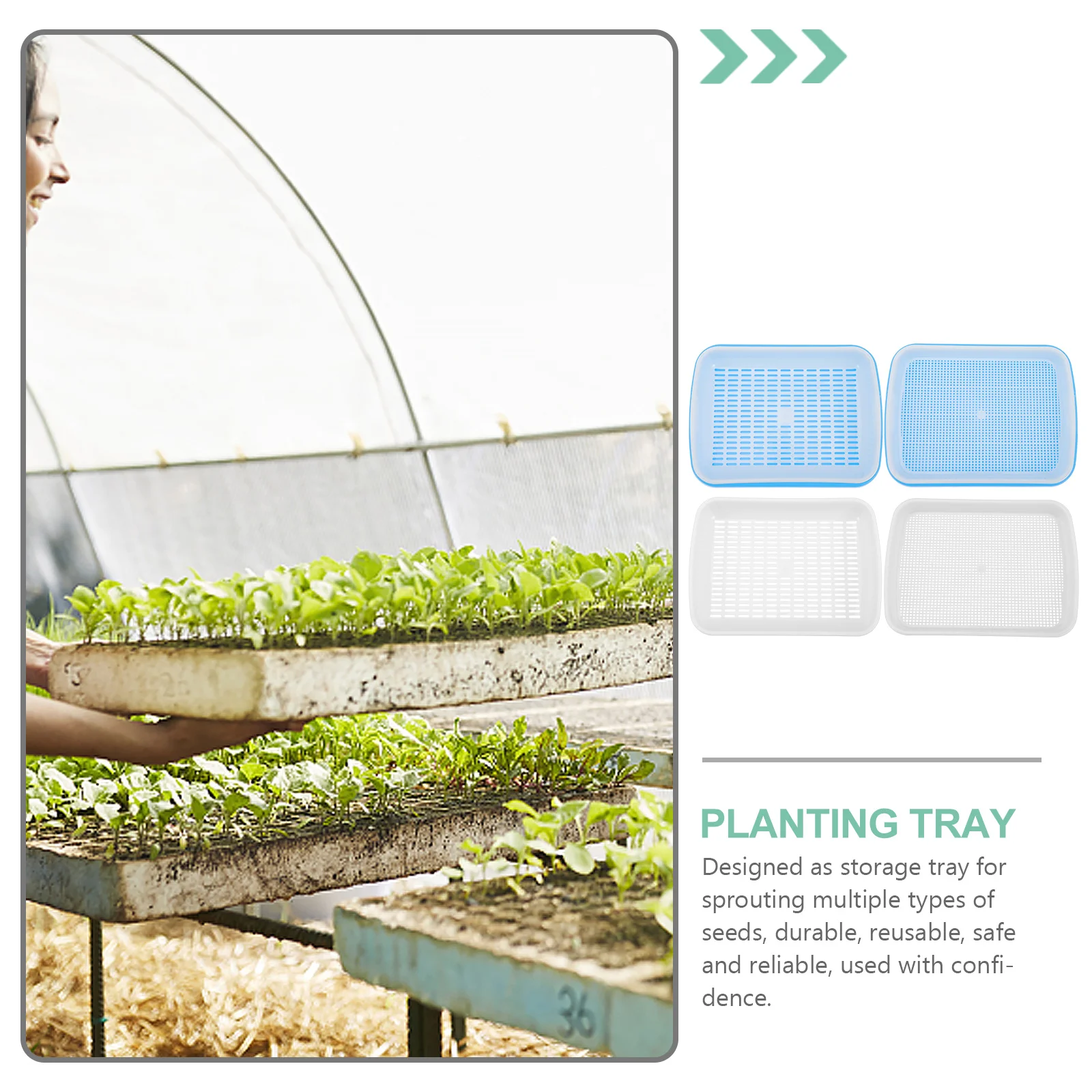 

Plastic Planting Tray for Sprouts Wheatgrass Storage Trays Vegetable Starter Nursery Tool Reusable Durable Safe Reliable