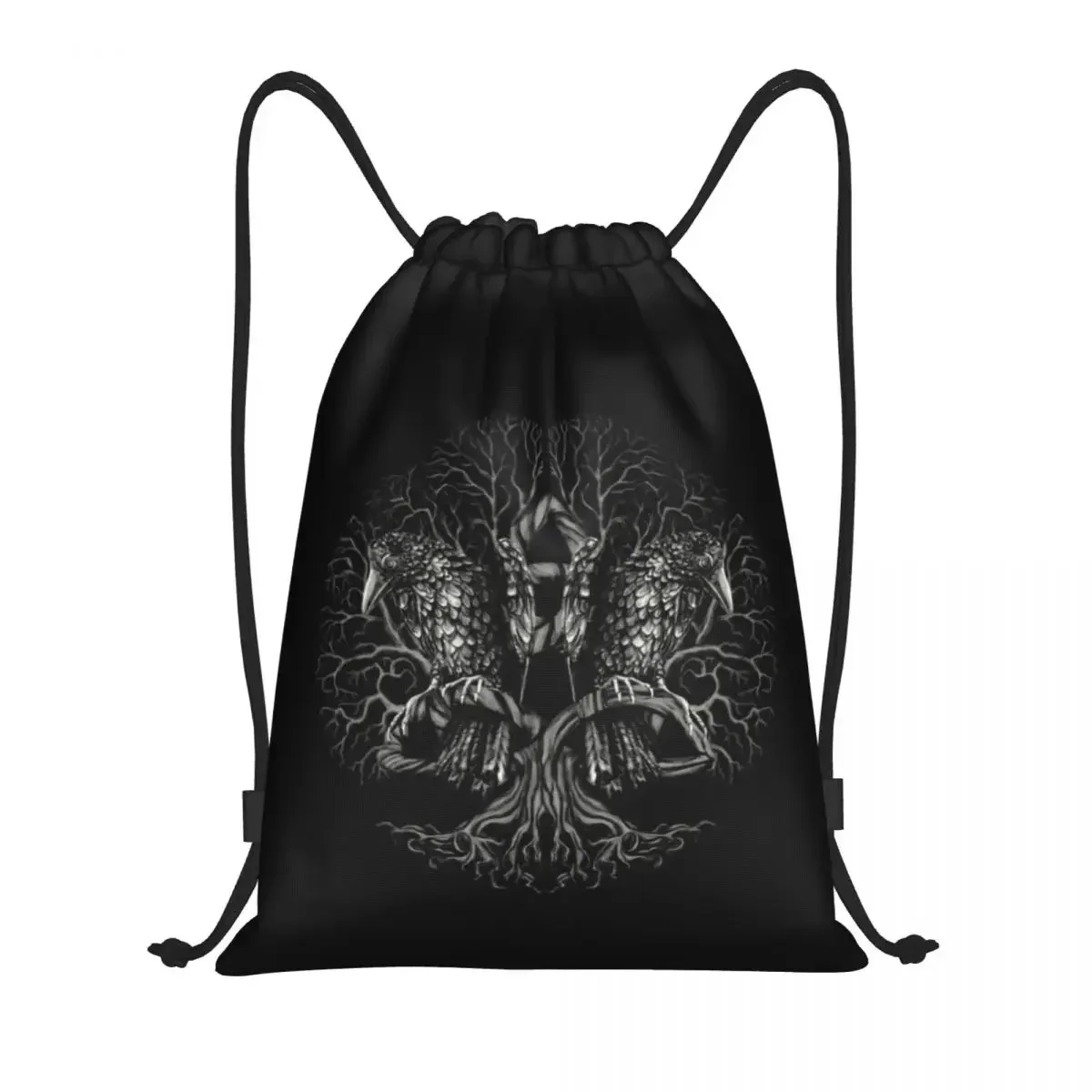 

Custom Tree Of Life Yggdrasil With Ravens Drawstring Bags Women Men Lightweight Vikings Sports Gym Storage Backpack