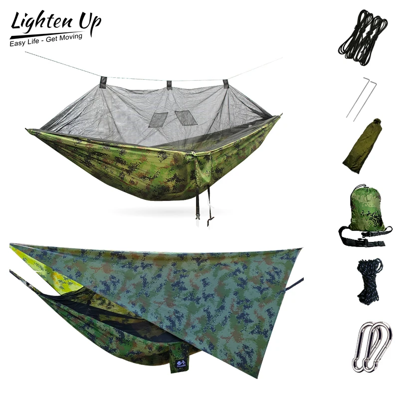 

Lighten Up 해먹 1-2 Person Portable Outdoor Camping Hammock with Mosquito Net High Strength Parachute Fabric Hanging Bed Hunting