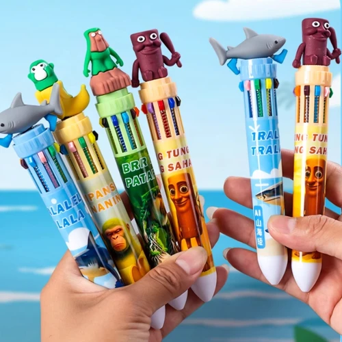 Bolígrafo de prensa de 10 colores, 6/36 Uds., cerebro italiano Ai, animales Tungtungsahur Tralalelotralala 0,7, bolígrafo de mano Diy, regalo para estudiantes