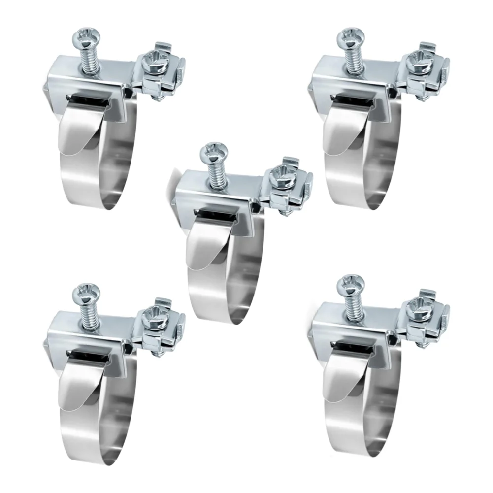 Stainless Steel Grounding Clamp Kit 5pcs for Pipe Range For 8-52mm for Electrical Cabinets Cable Trenches and Signs
