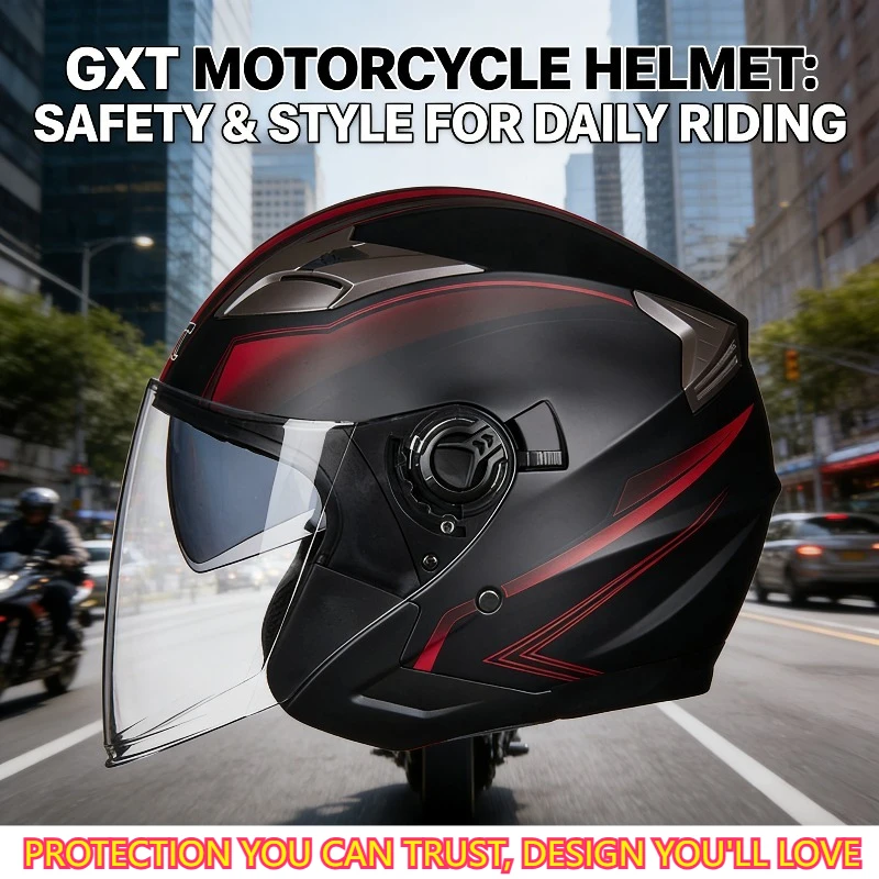 

GXT Motorcycle Half Helmet Dual Visor Four Seasons Universal Adult Helmet Men Women Electric Bike Safety Riding Helmet