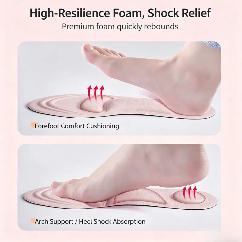 4D-Memory-Schaum-Orthopädische Einlegesohlen für Schuhe, für Damen und Herren, bei Plattfüßen, zur Unterstützung des Fußgewölbes, mit Massagefunktion, bei Plantarfasziitis, Sport-Einlegesohle. – Detail 7