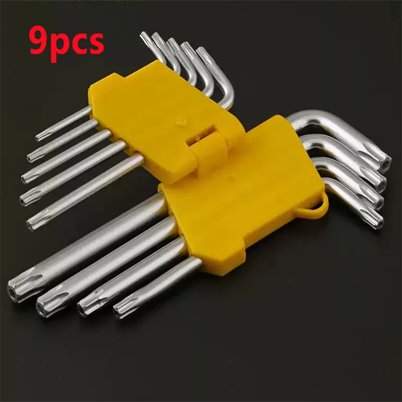 마그네틱 렌치 양단 L 타입 육각 렌치 세트, 알렌 키, 육각 플랫 볼, Torx 스타 헤드 스패너 키 세트, 수공구, 9 개/세트