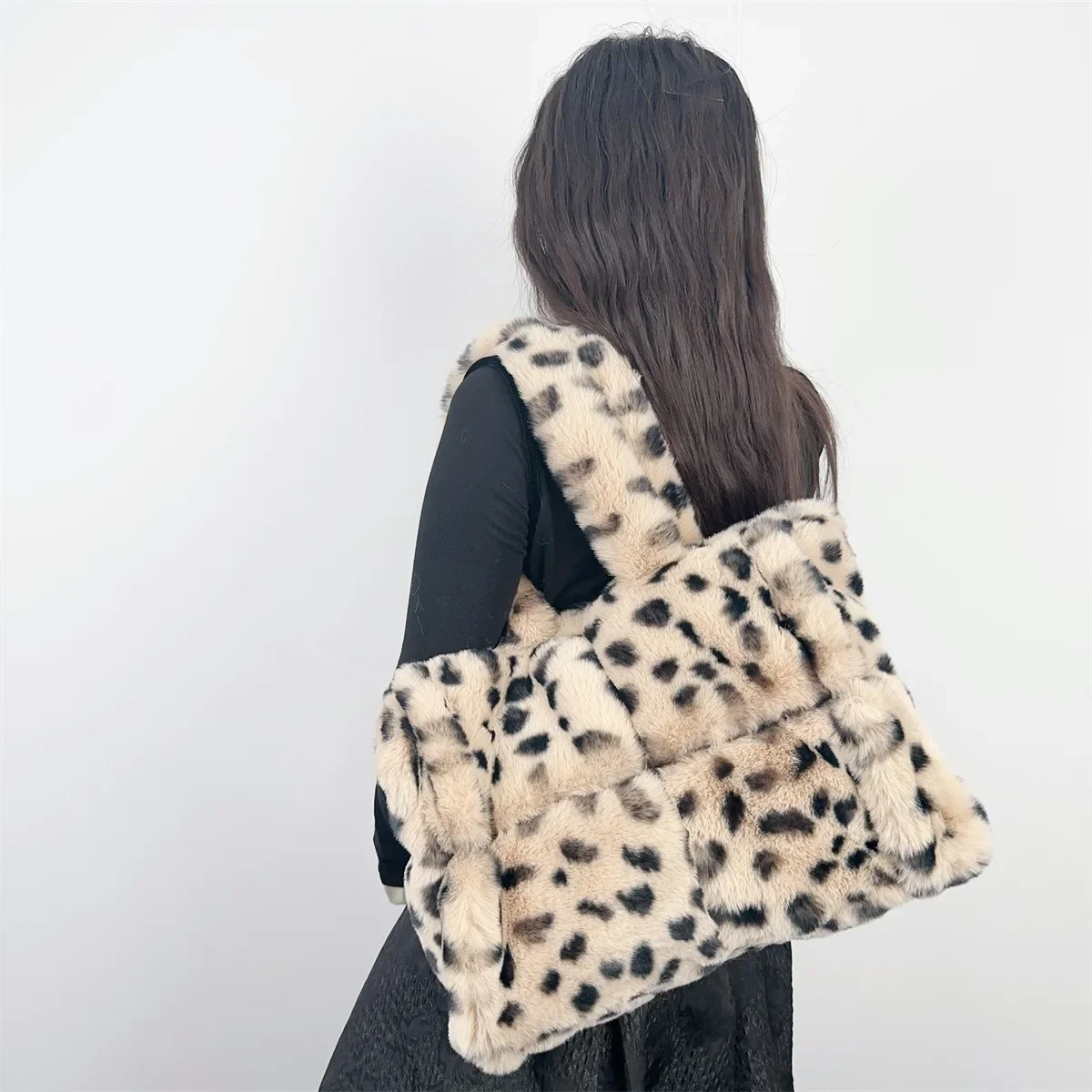 

Autumn Winter Beauty New Leopard Print Tote Bag Shoulder Messenger Bag Large Capacity Handbag for Women