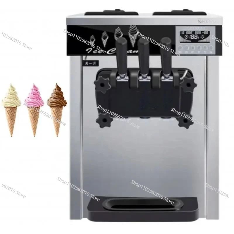 

New Commercial Automatic Three Flavors Soft Serve Ice Cream Machine, Table Top Ice Cream Maker Best Price for Shop