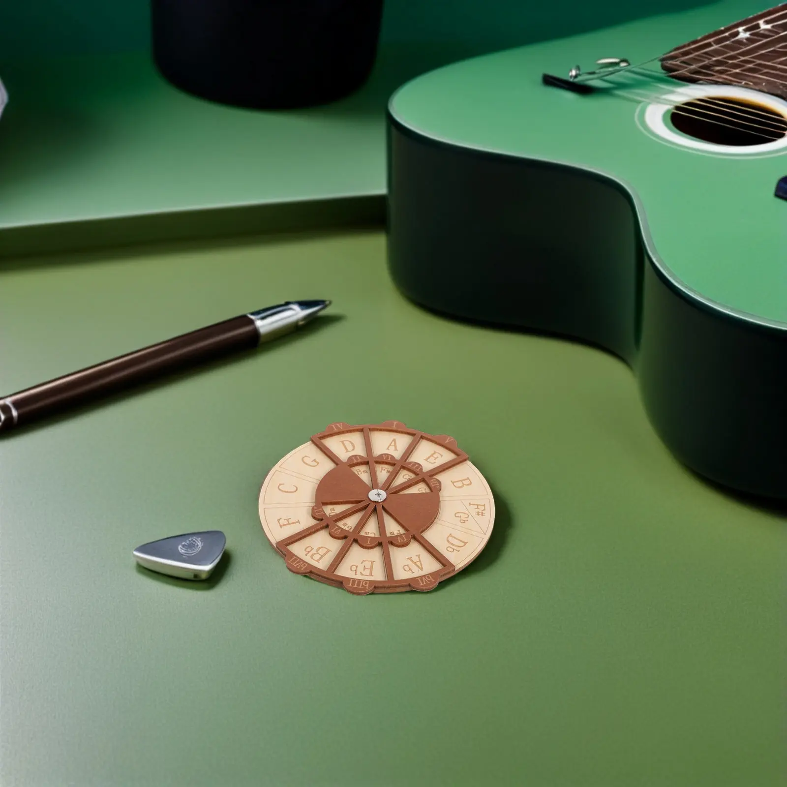 Natural Wood Guitar Chord Wheel Circle of Fifths Portable Trainer Music Theory Practice Tool Chord Progression Aid Songwriting - view 3