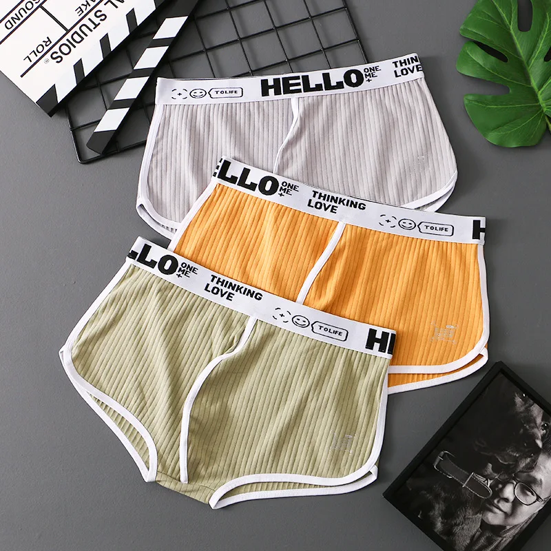 Man Underwear Fashion Cotton Comfortable Breathable Boxer Shorts Sexy U Pouch Men Underpants Male Letter Printed Panties Cueca