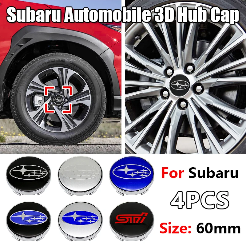 4Pcs 56MM Car Wheel Center Emblem Sticker 60mm Hub Cover Badge for Subaru Outback Legacy Forester Impreza Tribeca WRX DRL XV STI