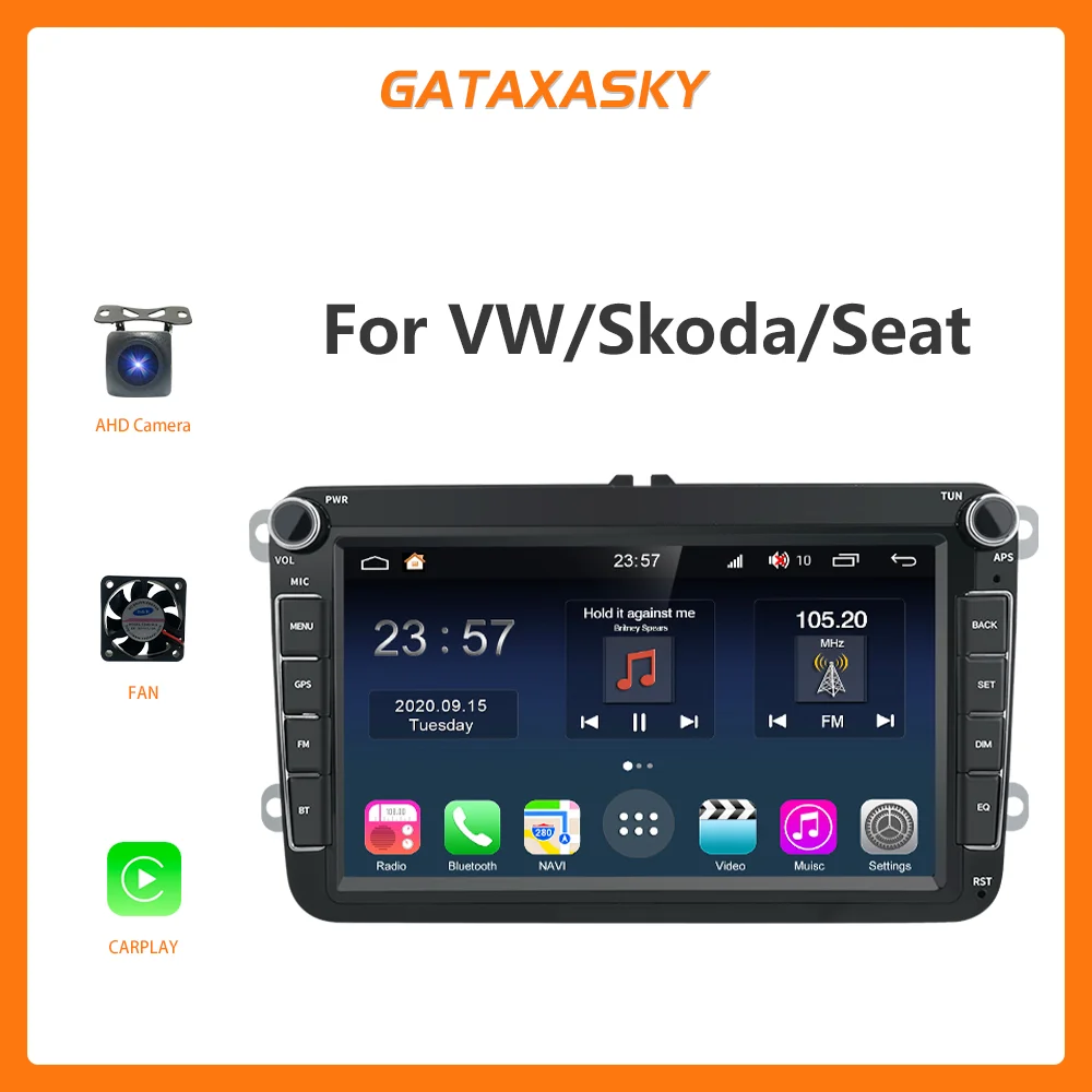 

GATAXASKY 8" Car Radio Multimedia Stereo Carplay For VW Volkswagen Skoda Octavia golf touran passat B6 polo Jetta Android Auto