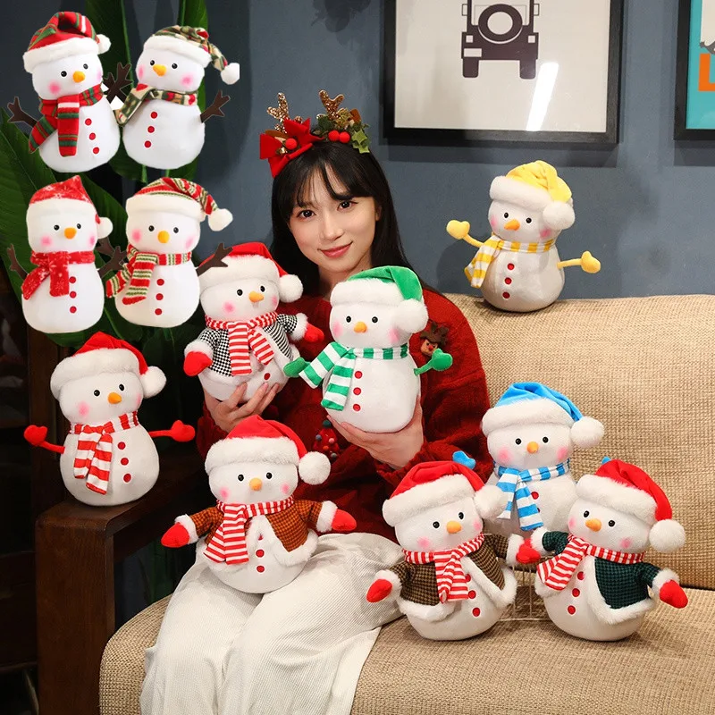 

25 см мультяшная рождественская коллекция плюшевая игрушка милый снеговик подушка рождественский декор подарки