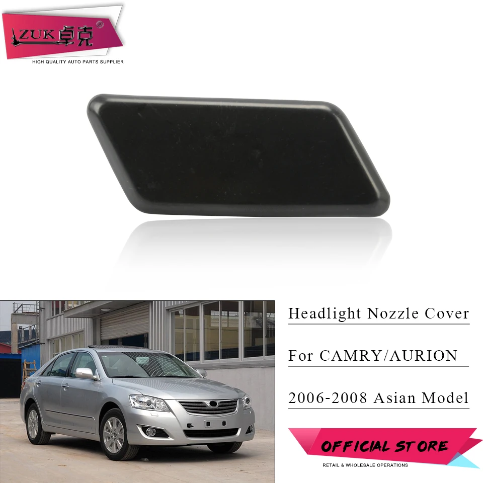 ZUK Unpainted Front Bumper Headlight Washer Cover For TOYOTA CAMRY Asian ACV40 2006 2007 2008 AURION Headlamp Spray Nozzle Cap