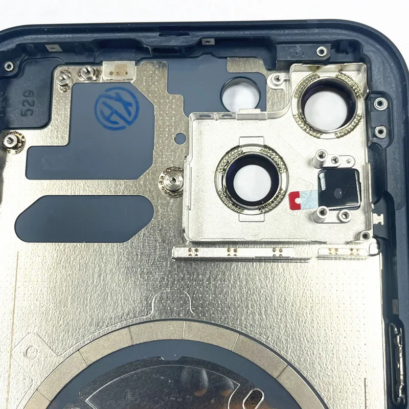 Cubierta Trasera para iPhone 13 13Mini Puerta de Batería Trasera de Vidrio + Marco Central, Bandeja SIM y Tecla Lateral de Repuesto con Logo CE 5