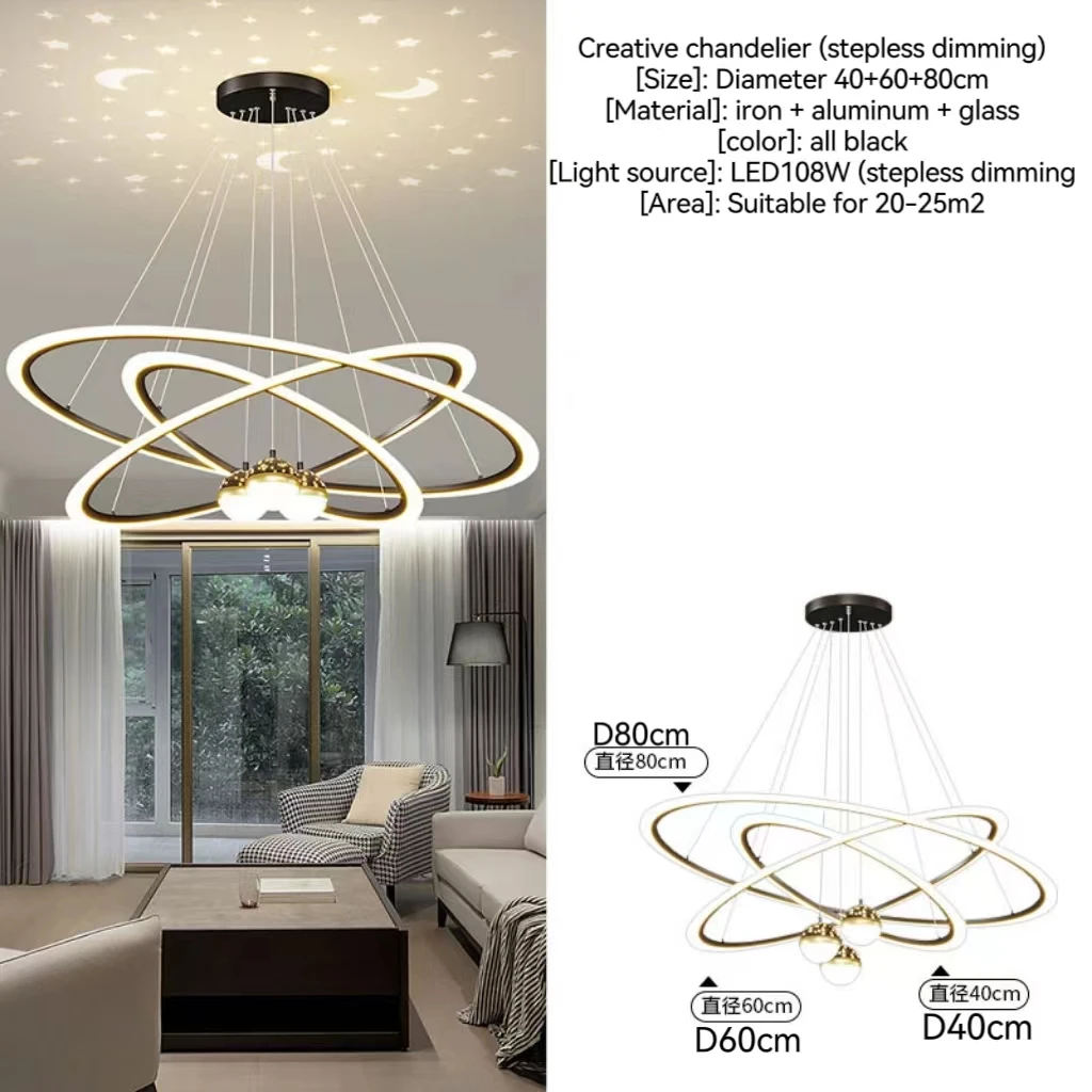 Imagem -05 - Lustre Led Redondo Dourado Nórdico para Sala de Estar Luz de Teto do Céu Estrelado Moderno e Simples Luz Atmosférica Luxo e Interior Nórdico