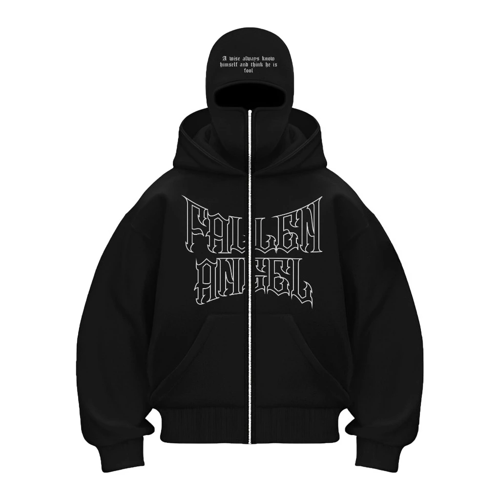 cotton zip up hoodies Men's Women's Autumn Winter dark style Ninja jacket Balaclava Hooded Mask Design cold culture sweatshirt