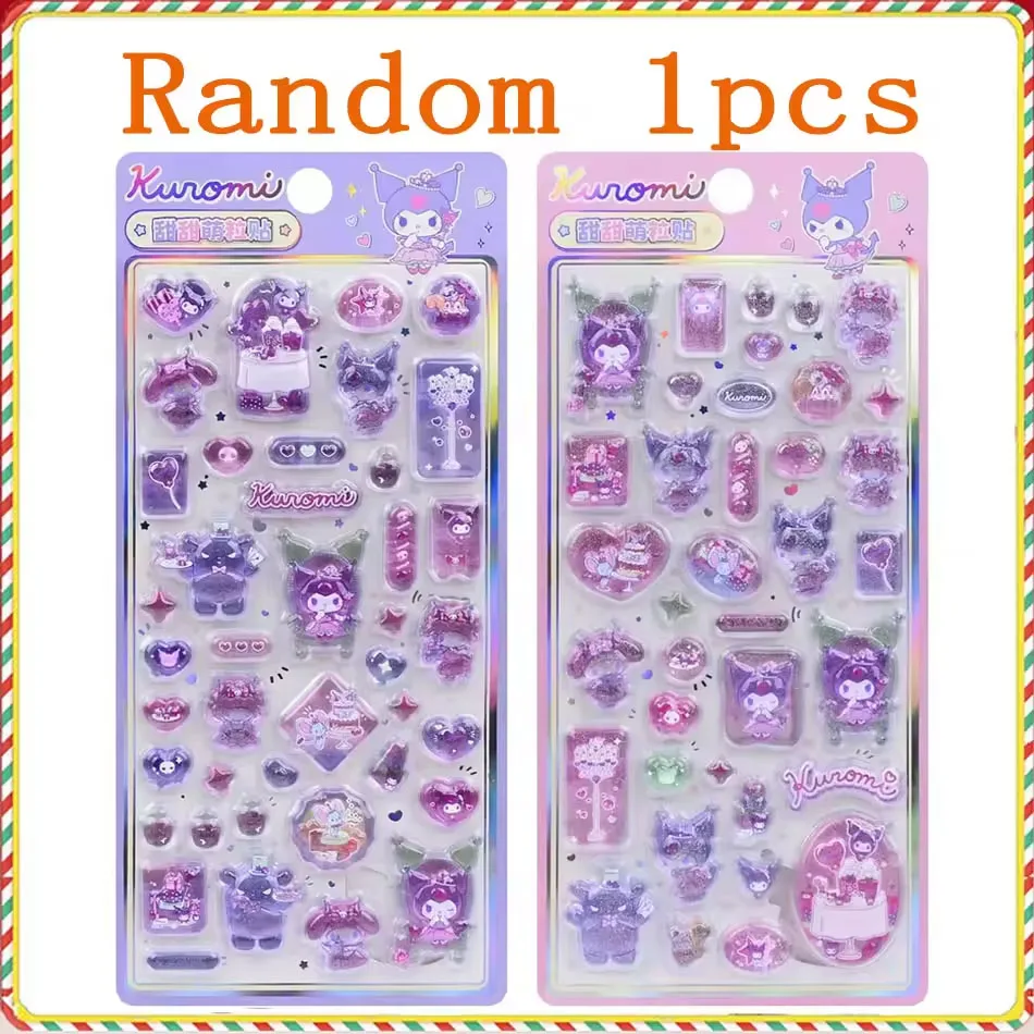 Pegatinas de Kuromi, My Melody y Stitch para Decorar Cuadernos, Diarios y Libretas, Pegatinas Kawaii Sanrio 3D con Efecto Vibrante para Estudiantes
