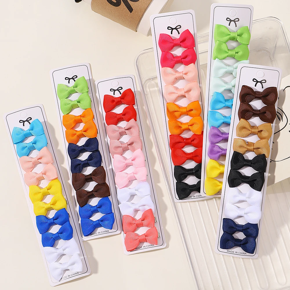 10 szt. Mini urocze spinki do włosów z kokardkami dla dziewczynek spinki do włosów BB jednolity kolor spinki do włosów dla dzieci kokardki do włosów akcesoria do włosów
