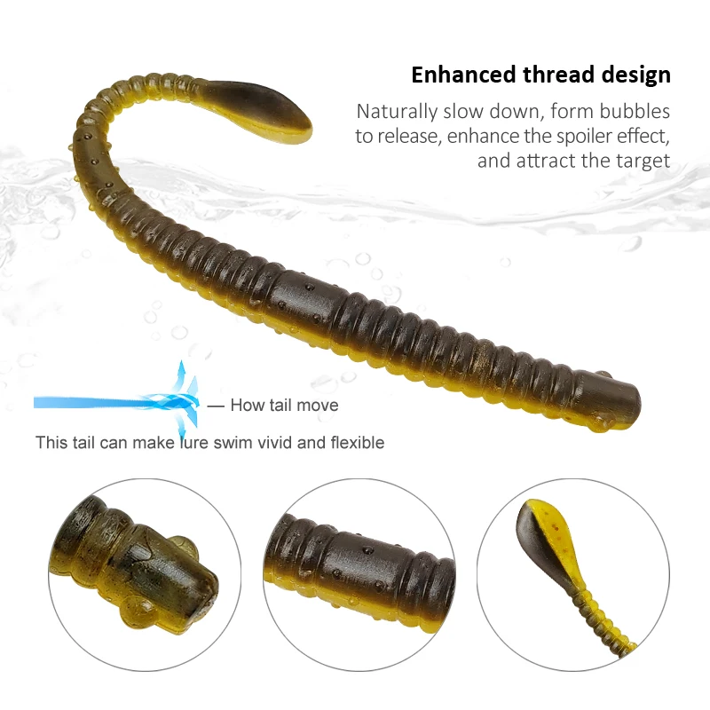 مجموعة طعوم صيد من السيليكون الصناعي الناعم ، سبيكة عائمة ، طُعم دودة متذبذبة بحرية ، دودة غارقة ، كلها لصيد الأسماك ، 50: إغراء #3