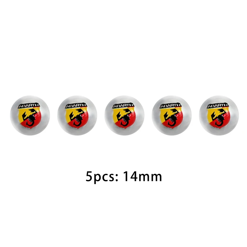 5/10 pcs For Abarth 14mm Aluminum Car Key Chain Key Case Emblem Badge Key Fob Decoration Auto Key Symbol Sticker Accessories