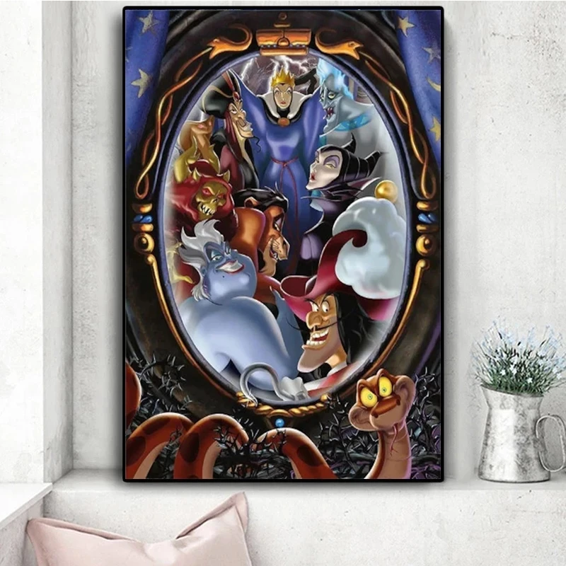 Disney Villain Magic Mirror Canvas Painting Wall Art Cartoon Movie Evildoer Posters And Prints For Living Room Home Decor