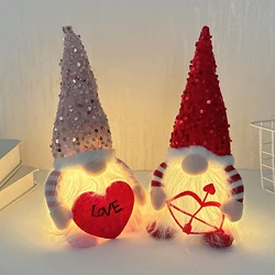 Valentines Day Led Glowing Faceless Gnome Plush Doll Wedding Christmas Party Home Decoration Ornament Gift for girlfriend women