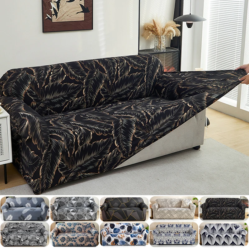 

1pc Classic Stretch Sofa Cover, Elastic Printed Sofa Slipcover for Armchair to Sectional Sofas, Adjustable Polyester Sofa Couche