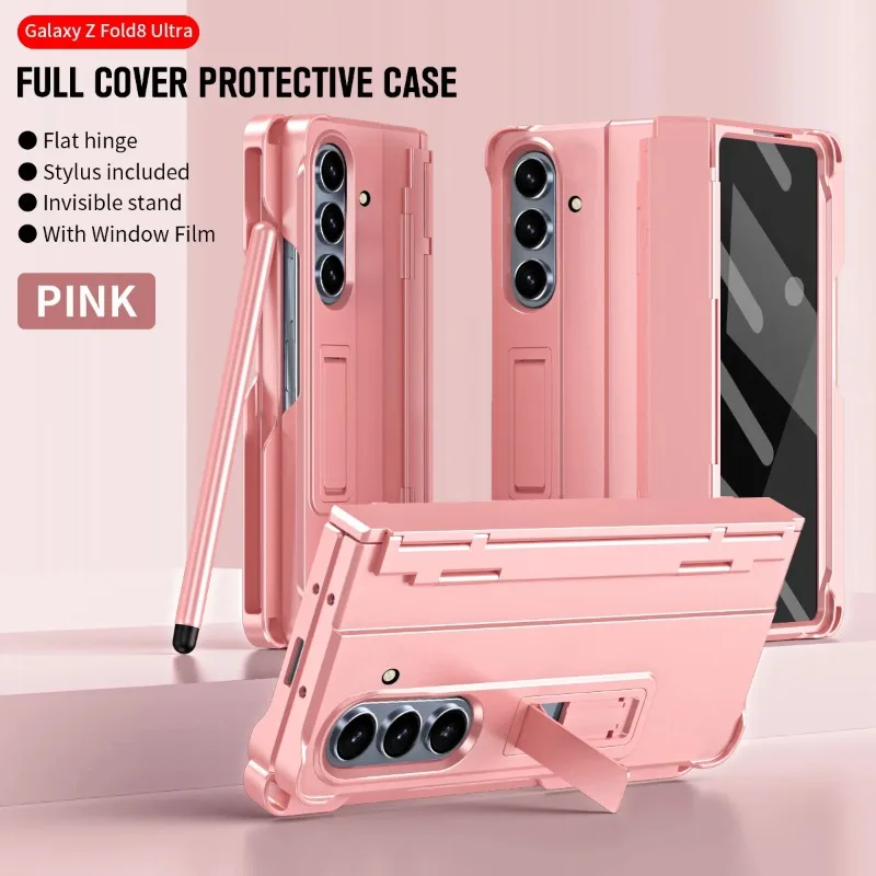 

For Samsung Z Fold 8 7 6 Case Front Screen Film Integrated Kickstand Pen Slot Compatible Stylus Pen Hinge Protection Cover