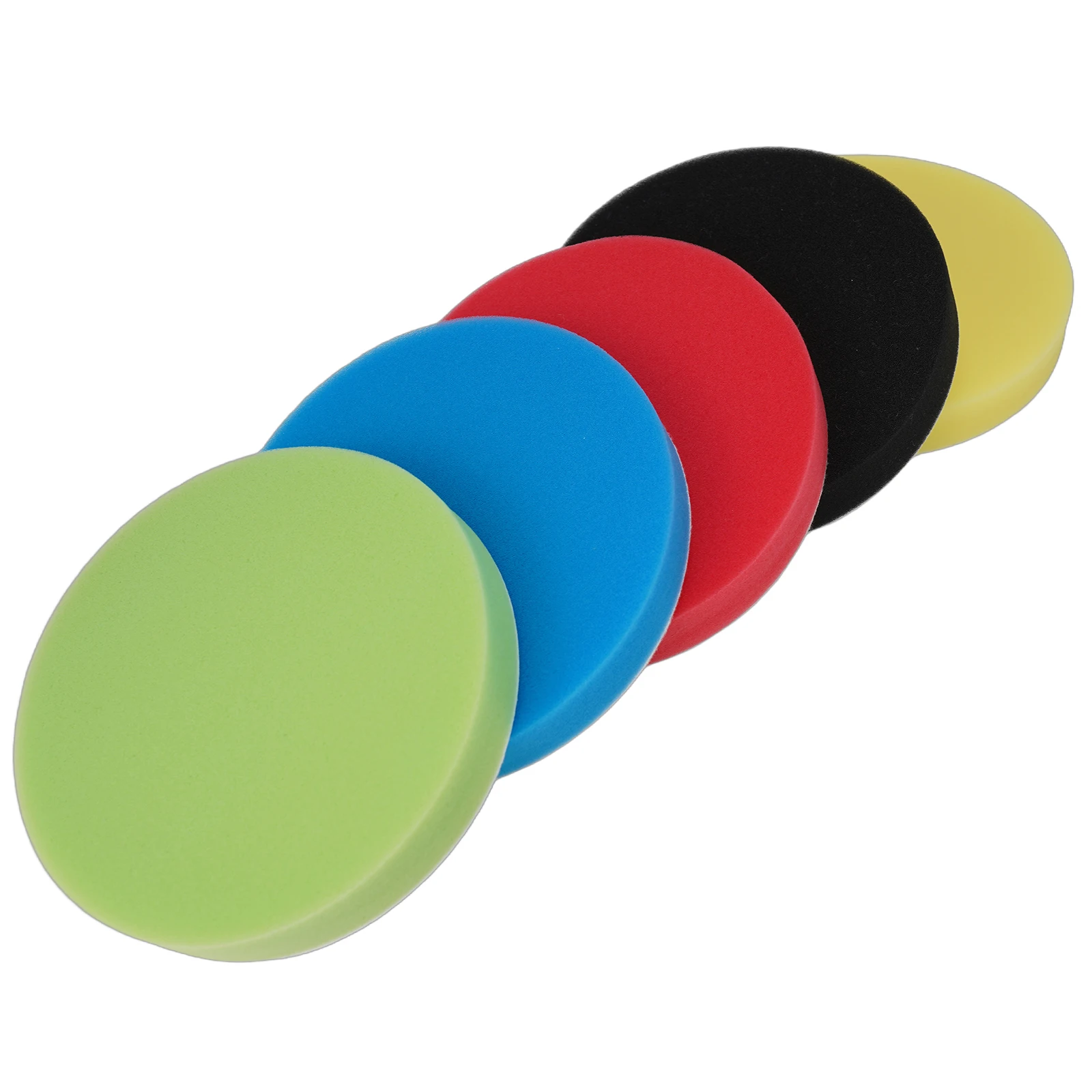 Car Auto Round Flat Foam Polishing Pads Buffing Sponge Kit Detailing Detachable Adapter 5pcs Accessories 7 Inches