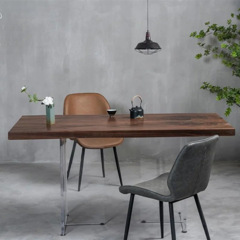 Dining table Solid wood tea table Tea table North American black walnut large board Nakajima platform Size: 150 * 75 * 5