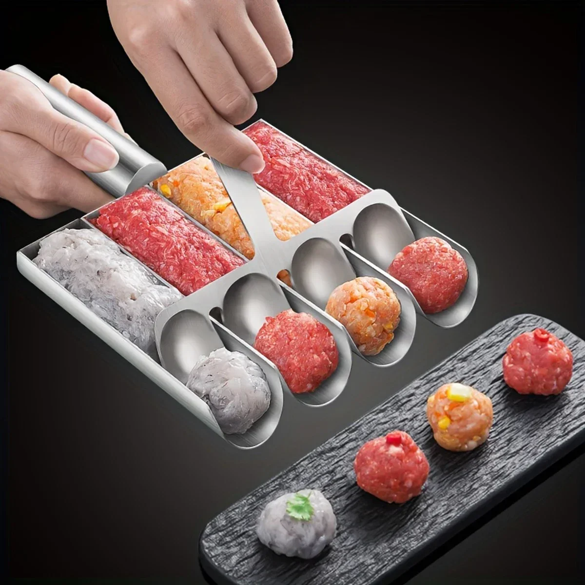 For Home Cooking Easy-Release Non-Stick Meatball Maker Set - Manual Meatball Spoon for Effortless Fish Balls-Ideal Kitchen Tool