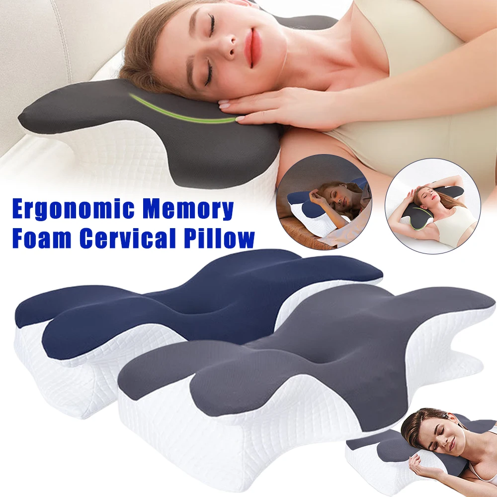 

Memory Foam Neck Pillow Butterfly Shape Sleep Cervical Pillow Slow Rebound Comfortable Ergonomic Contour Orthopedic Neck Pillow