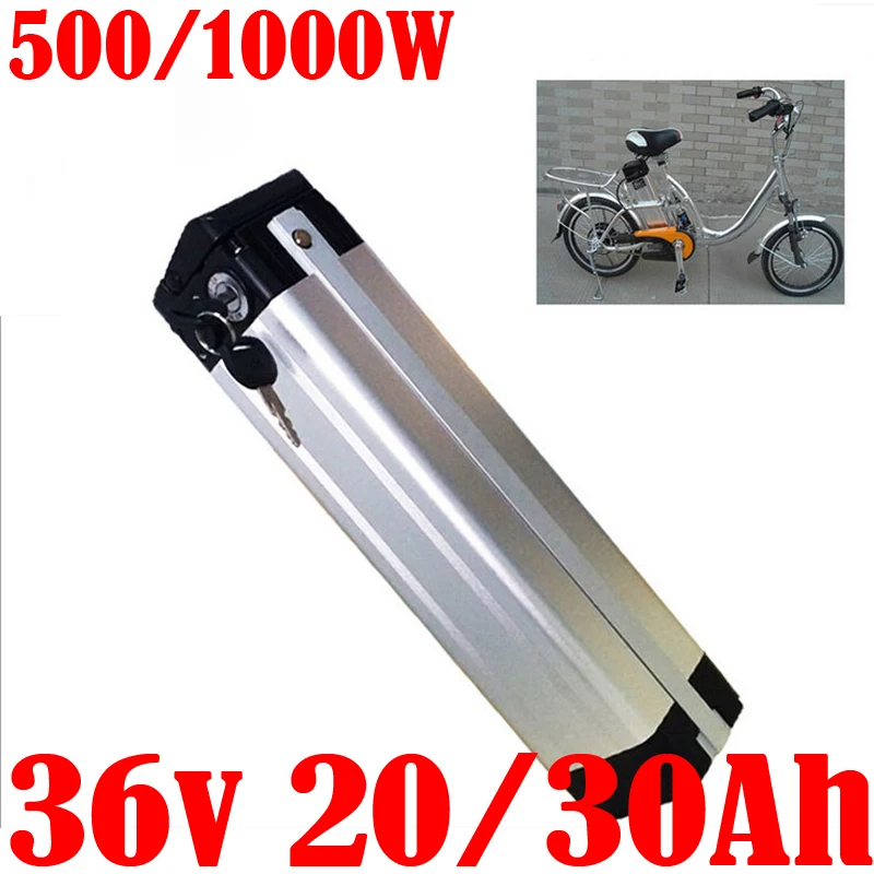 eBike Battery 36V Silver Fish Lithium Batteries 500W 1000W 36V 10Ah 12Ah 15Ah 20Ah 25Ah 30Ah Electric Bike Bicycle Battery Akku