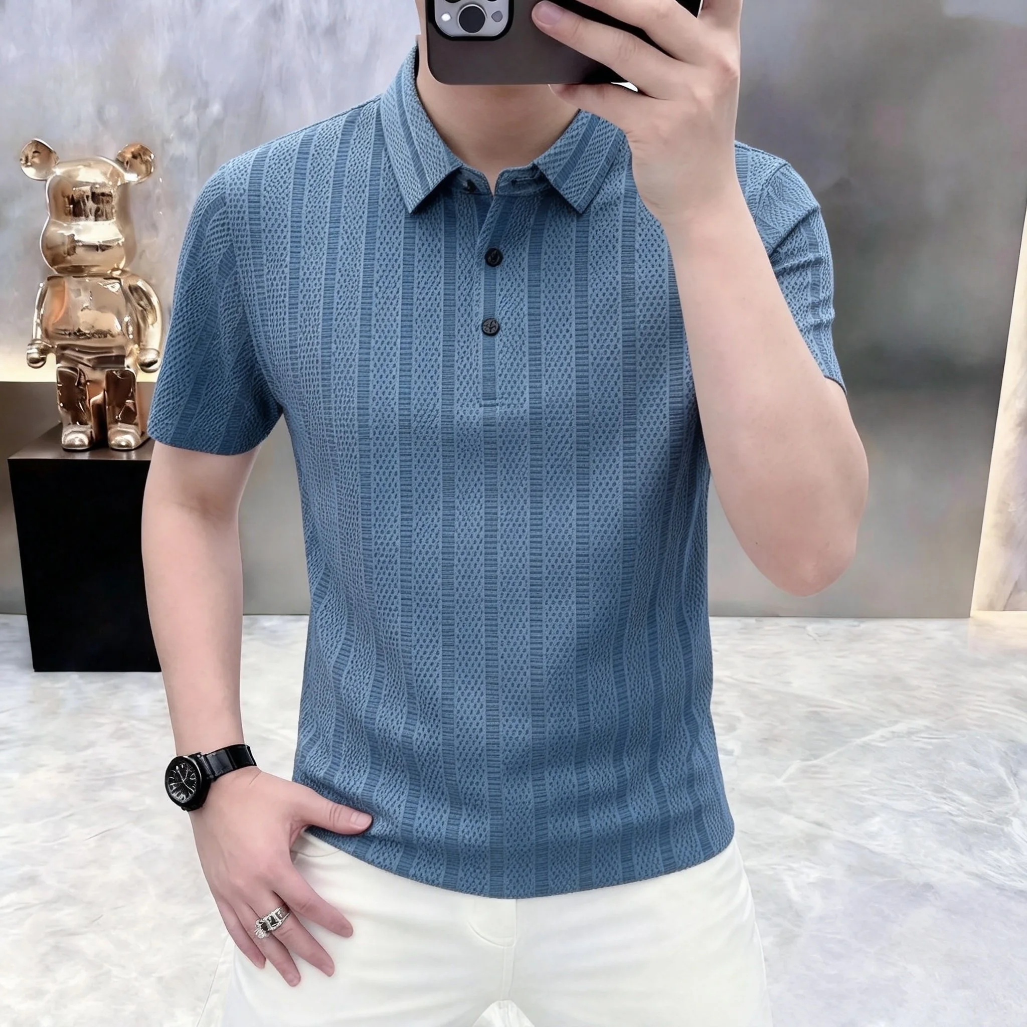 2026 Summer Men's Lightweight Ice-Touch Business Casual Collar Men's Polo Shirt Short Sleeve Top