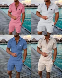 2025 Men's trendy summer short sleeve printed suit Beach style series creative pattern lapel breathable suit