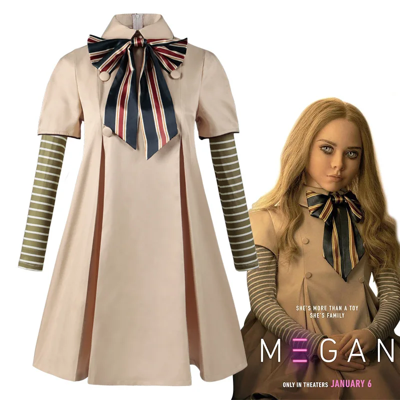 

M3GAN Cosplay Costume Dress for Kids Girls AI Doll Robots Two Thousand and Twenty-three Megan Dresses Uniform Halloween Costumes