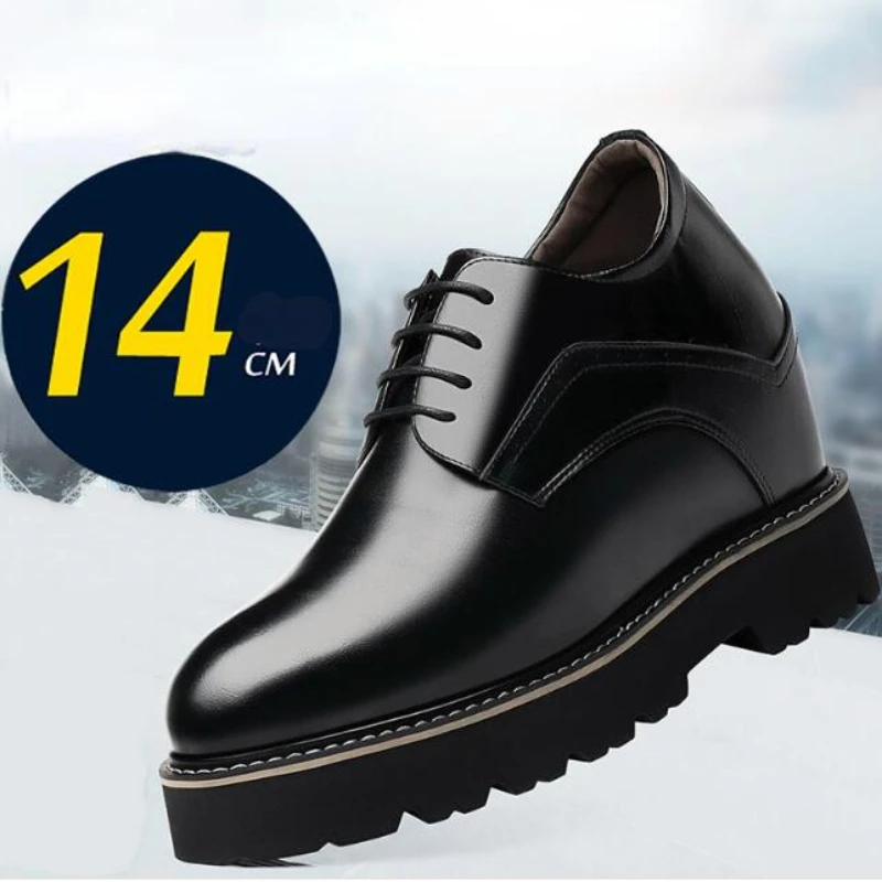 Extra-high Men\'s Shoes 14cm Elevator Rare Inner Height-enhancing Wedding Leather Shoes Ultra-high Heels Business Stage Shoe Male