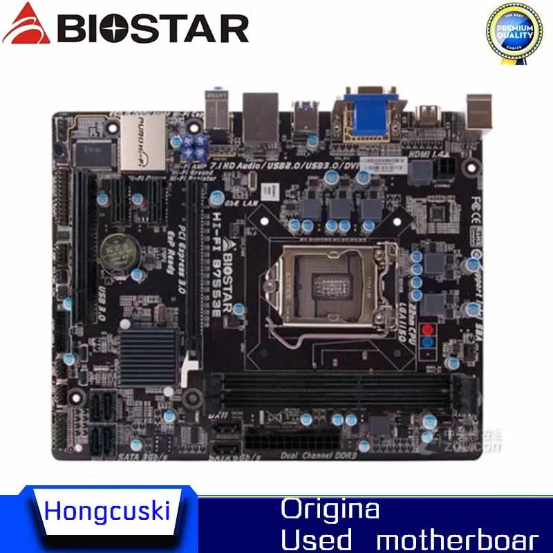 BIOSTAR Hi-Fi B75S3E Original Desktop B75M M-ATX Motherboard B75 LGA 1155 DDR3 16G SATA3 USB3.0 Micro ATX