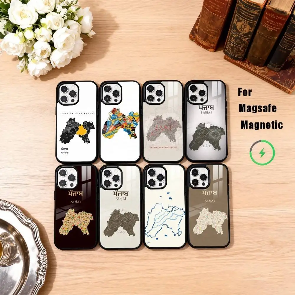 

U-United Punjab Map Art Phone Case For iPhone17,16,15,14,13,12,11 Plus,Pro Max Magnetic For Magsafe Wireless Charging