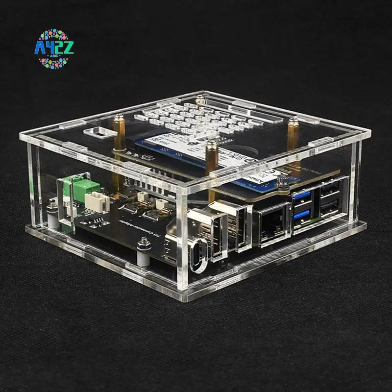 

A42Z-For Raspberry Pi 5 Case + Radiator Fan + -Compatible To HD Adapter Board Support Dual 4K Output Expansion Board
