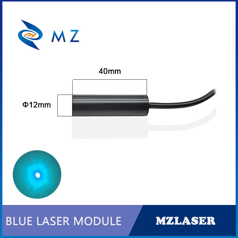 Moduł laserowy Cyan Dot D12x40mm 488nm 50mw jednomodowy z zasilacz klasy przemysłowej