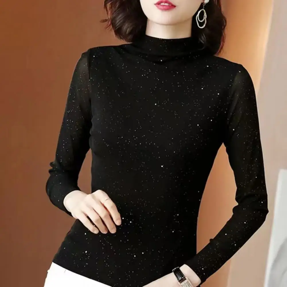 

Cozy Lightweight Polyester Top Women's Mock Turtleneck Base Layer Shirt Slim Fit Thermal Undershirt for Autumn Winter for Ladies