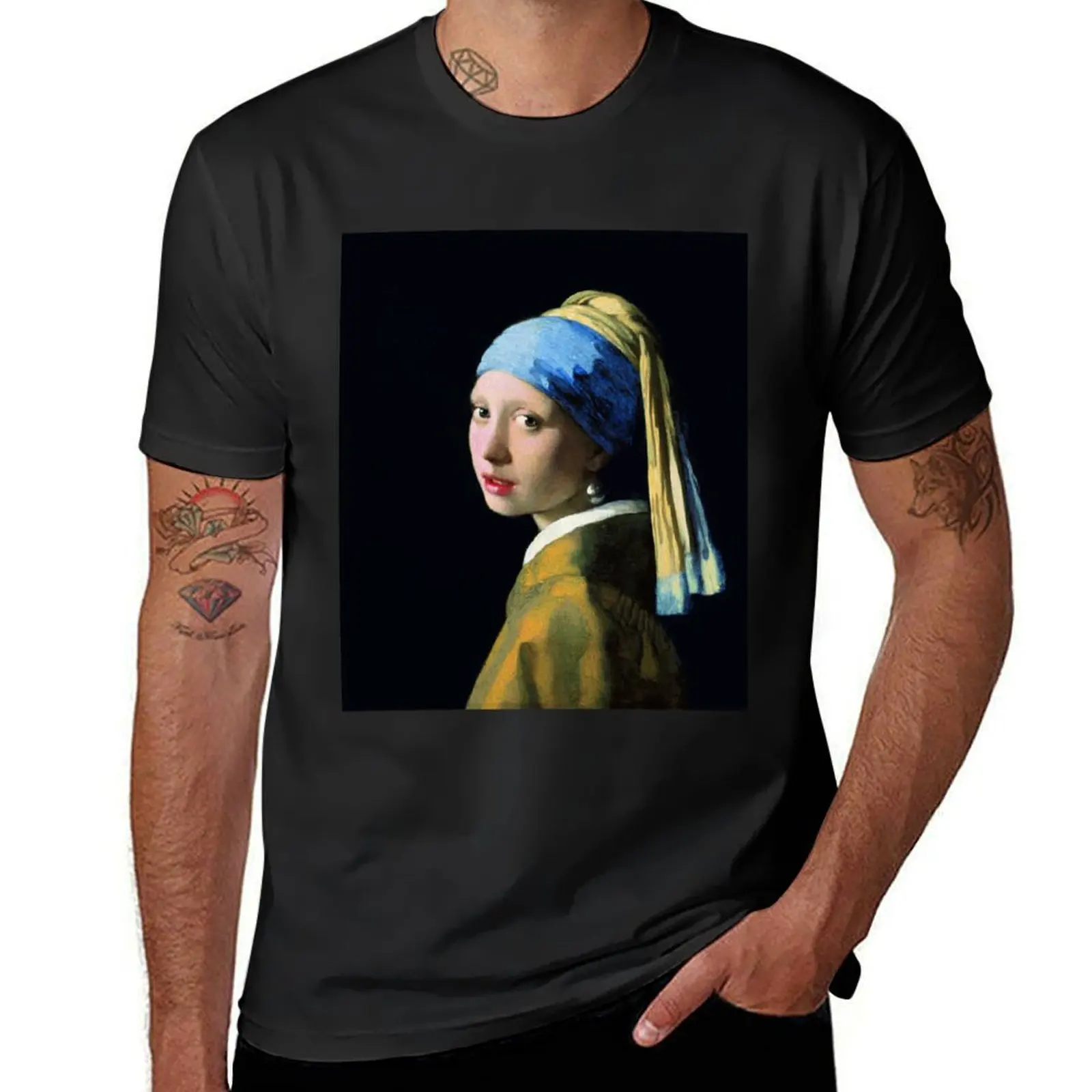 Jan Vermeer Girl With A Pearl Earring T-Shirt anime clothes boys animal print aesthetic clothes vintage mens white t shirts