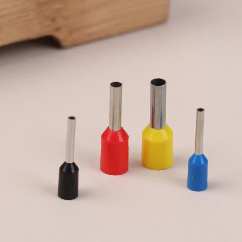 100pcs Europe Style Pin Terminal VE0508 7508 1008 1508 2508 Tube Type Wire Line Cable Connector Blue Black Yellow Red