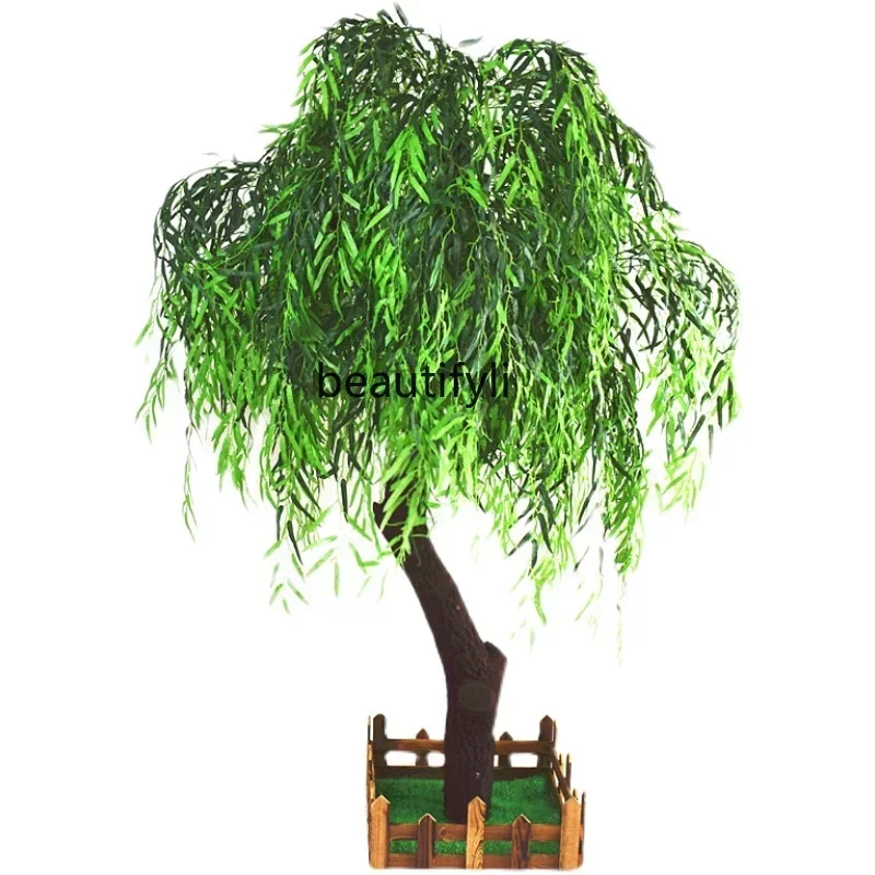 Imitative Tree Modeling Decoration Fake Trees Showcase Tool Green Landscape Floor Weeping Willow Wicker